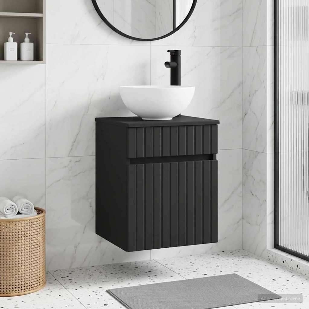 Mobile lavabo da parete Nero 39 x 35 x 63 cm | homemem39