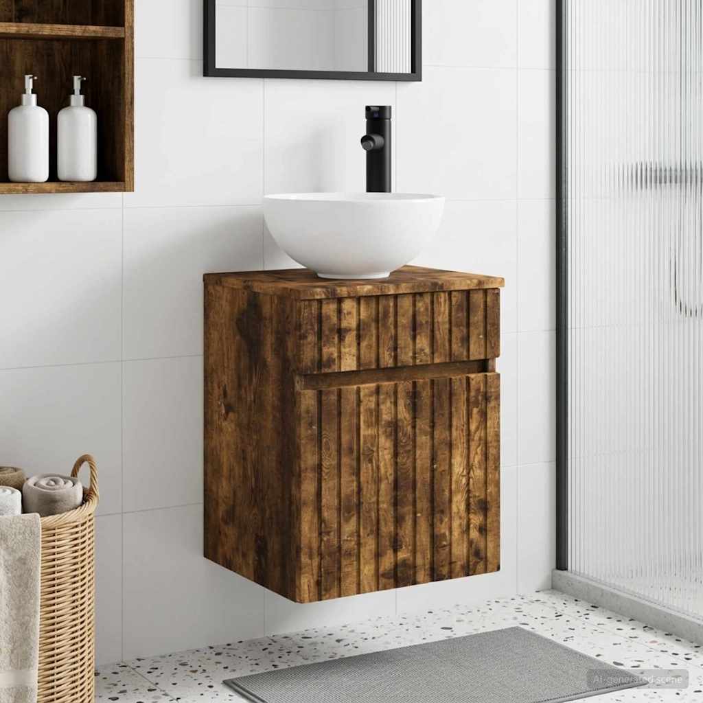 Mobile lavabo da parete Rovere Fumo 39 x 35 x 63 cm | homemem39
