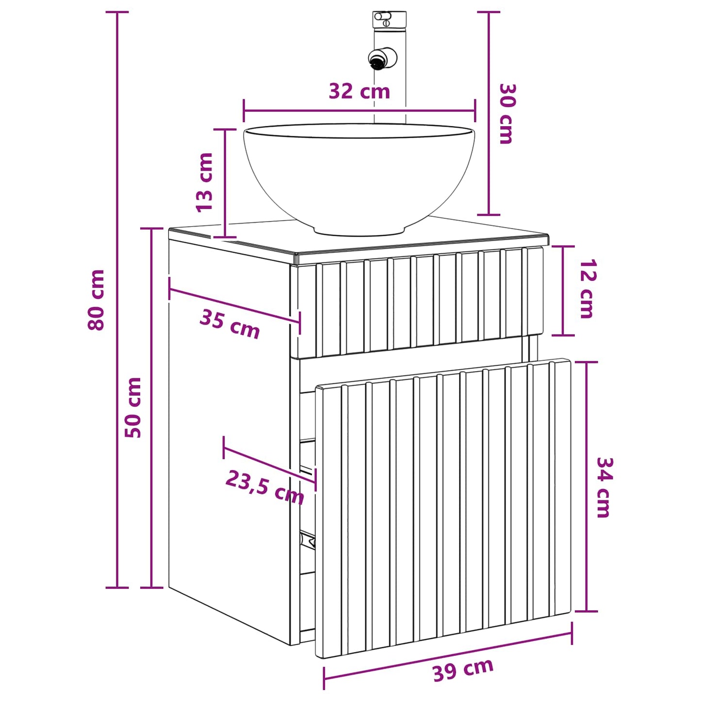 Mobile lavabo da parete Rovere Artigianale 39 x 35 x 63 cm | homemem39