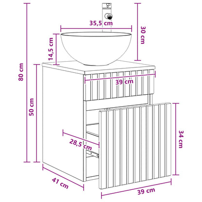Mobile lavabo da parete Nero 39 x 41 x 64,5 cm | homemem39