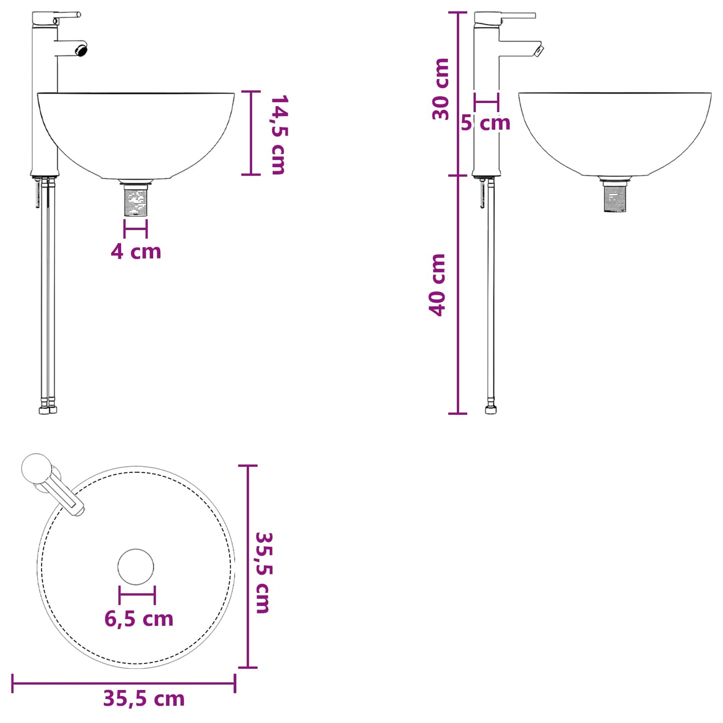 Mobile lavabo da parete Grigio Cemento 39 x 41 x 64,5 cm | homemem39