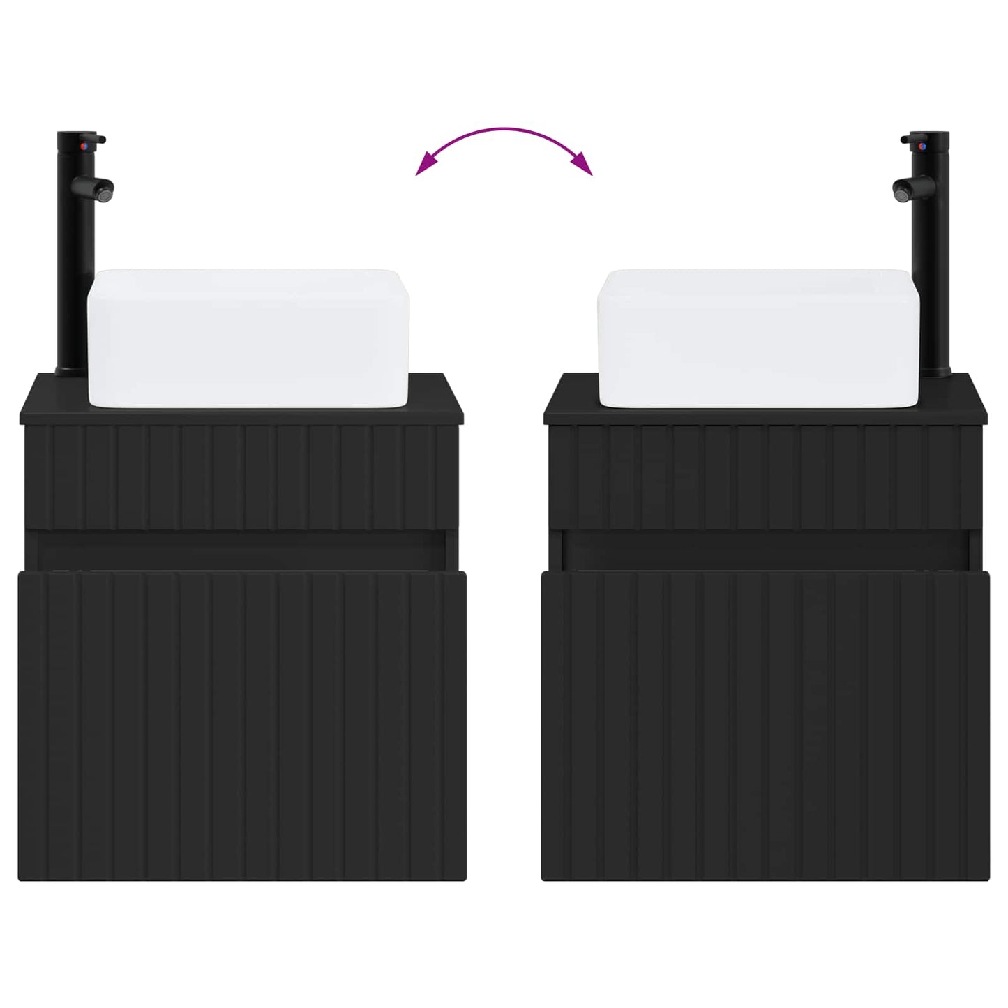 Mobile lavabo da parete Nero 49 x 41 x 63 cm | homemem39