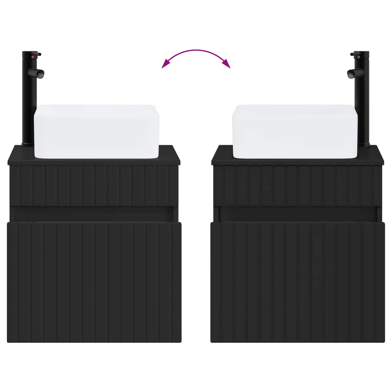 Mobile lavabo da parete Nero 49 x 41 x 63 cm | homemem39