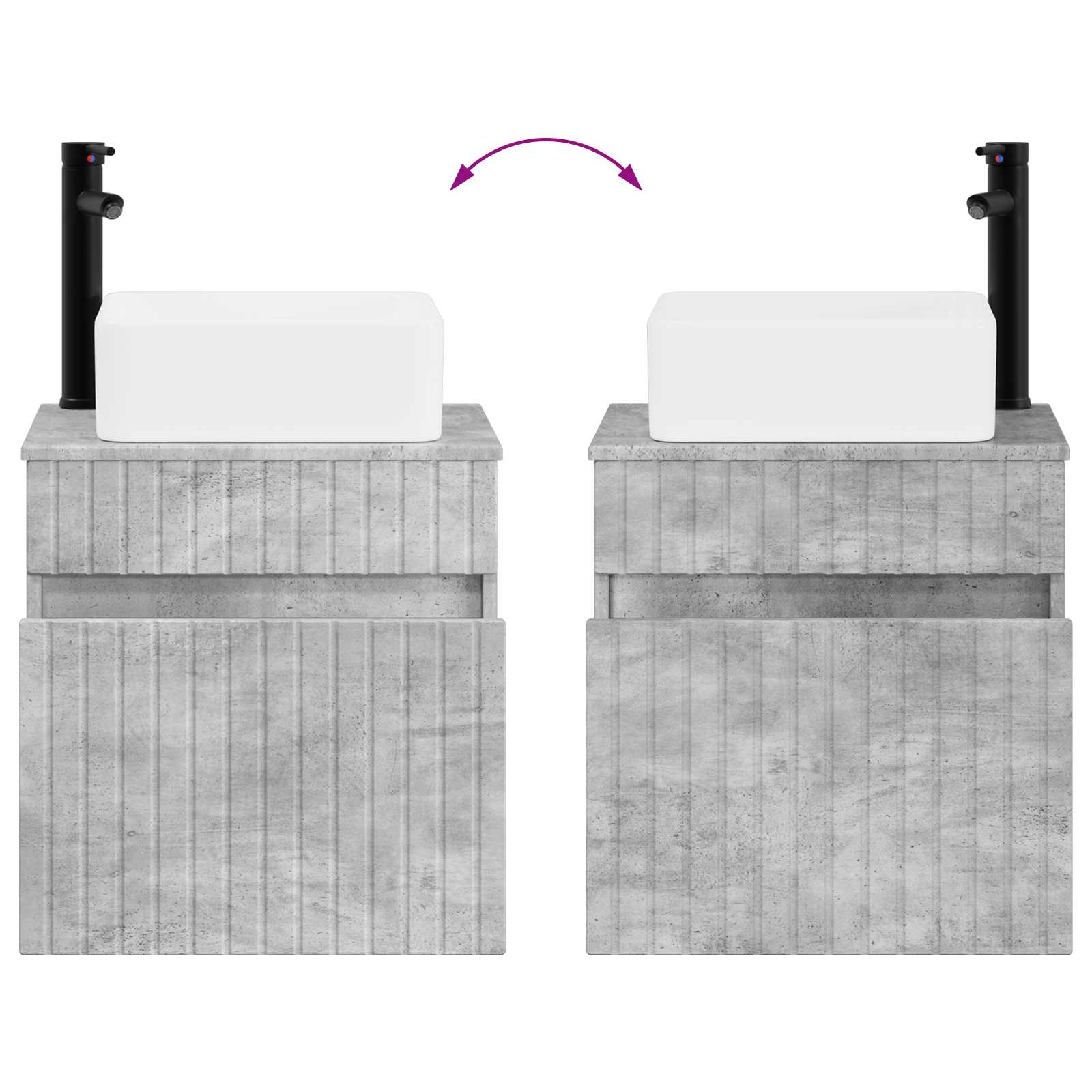 Mobile lavabo da parete Grigio Cemento 49 x 41 x 63 cm | homemem39