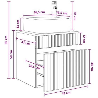 Mobile lavabo da parete Rovere Fumo 49 x 41 x 63 cm | homemem39