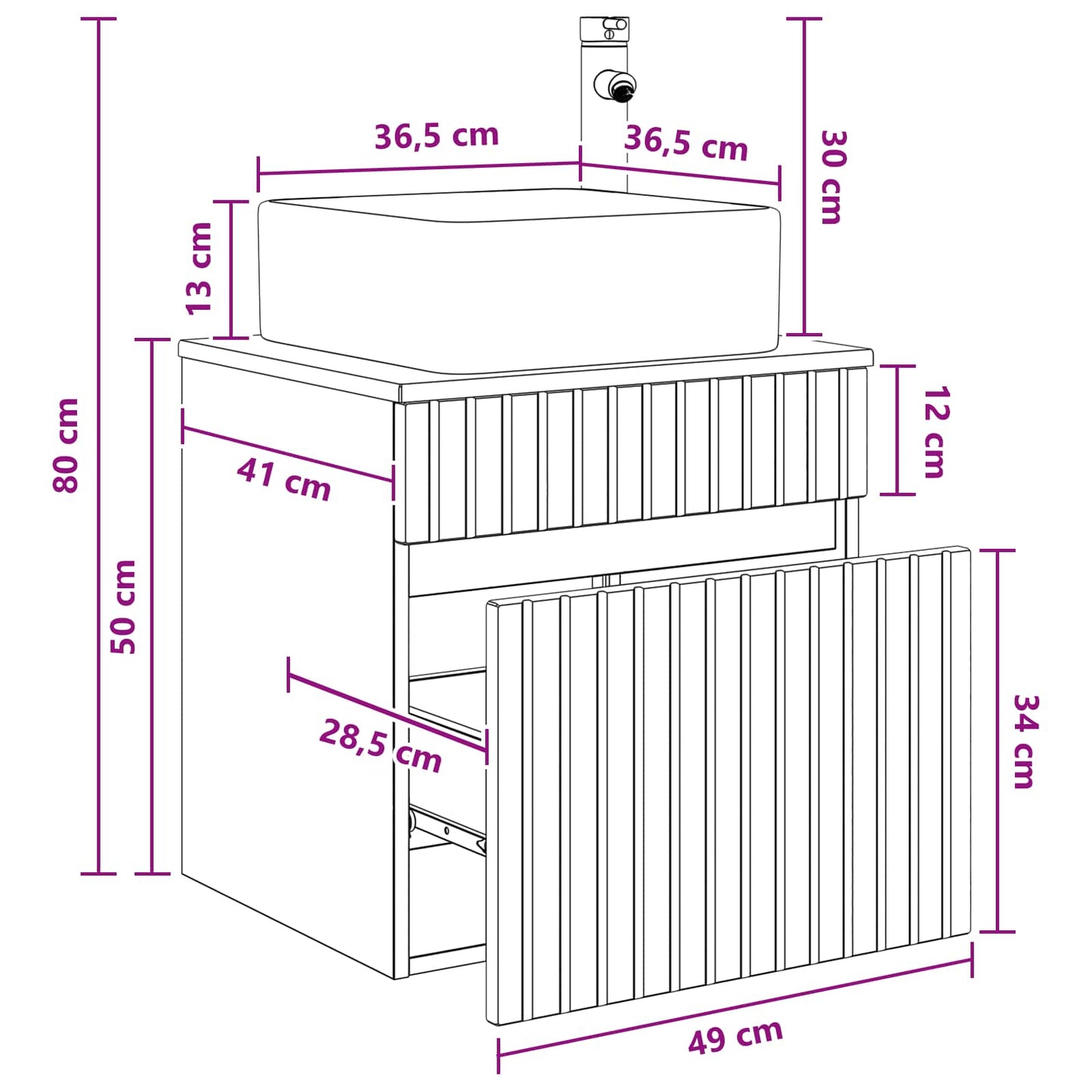 Mobile lavabo da parete Sonoma grigio 49 x 41 x 63 cm | homemem39