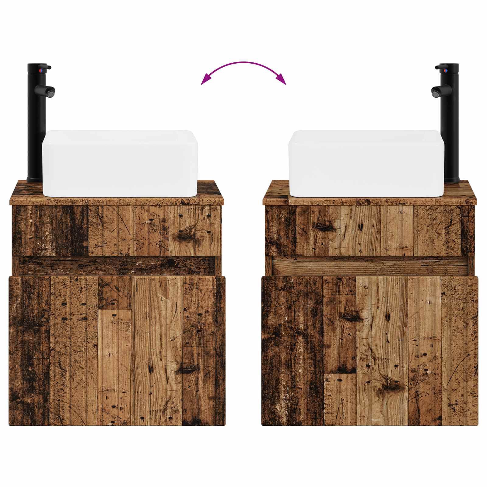 Mobile lavabo da parete Legno antico 49 x 41 x 63 cm | homemem39