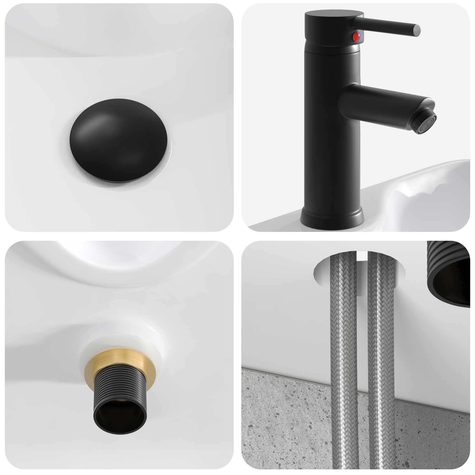 Mobile Lavabo da Parete Grigio Cemento 39 x 41 x 62,5 cm | homemem39