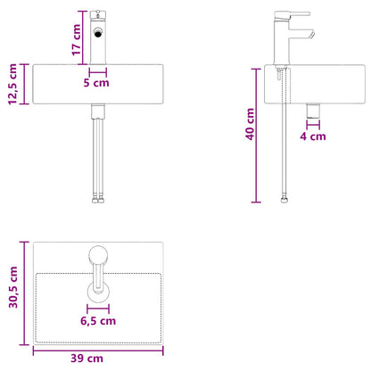 Mobile Lavabo da Parete Grigio Cemento 39 x 41 x 62,5 cm | homemem39