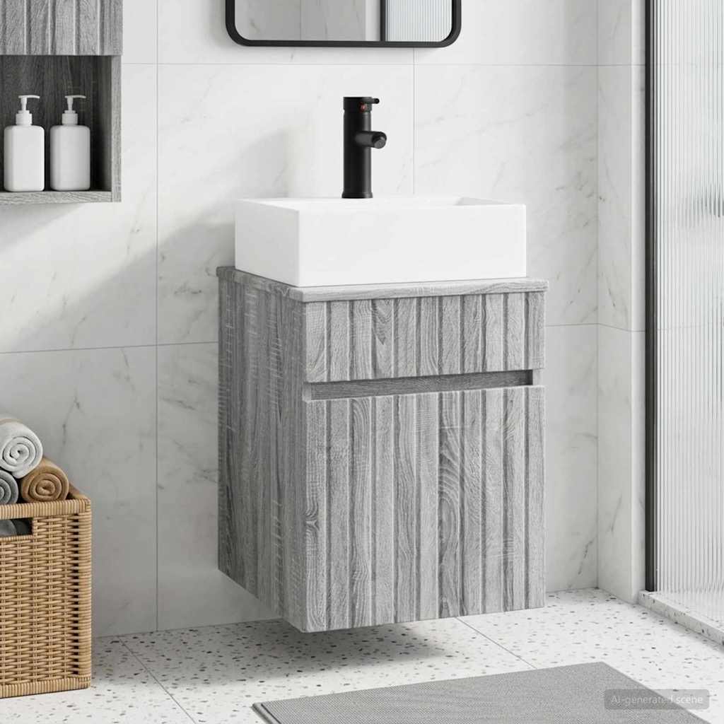 Mobile Lavabo da Parete Sonoma grigio 39 x 41 x 62,5 cm | homemem39