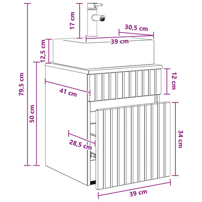 Mobile Lavabo da Parete Legno antico 39 x 41 x 62,5 cm | homemem39