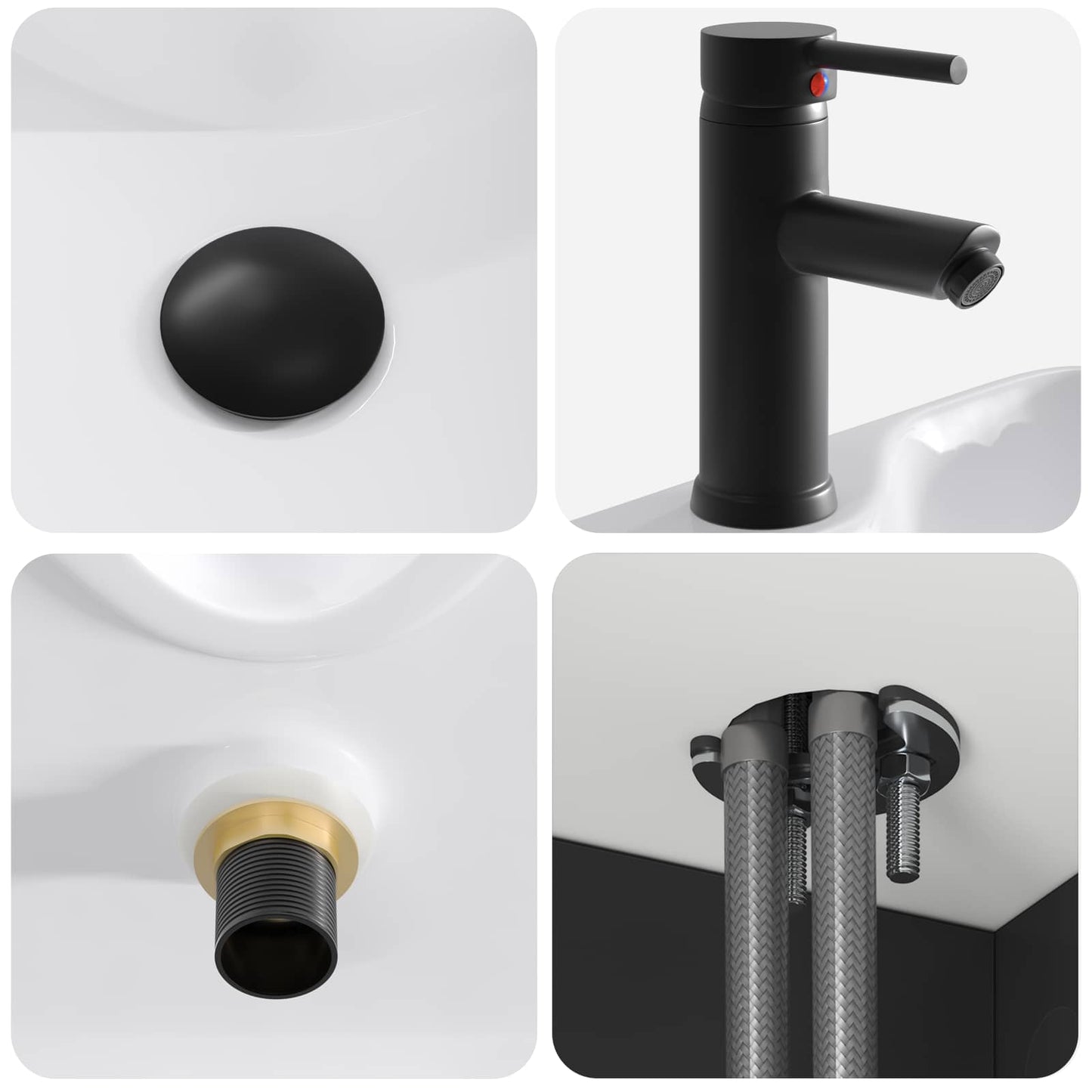 Mobile lavabo da parete Nero 49 x 41 x 63 cm | homemem39
