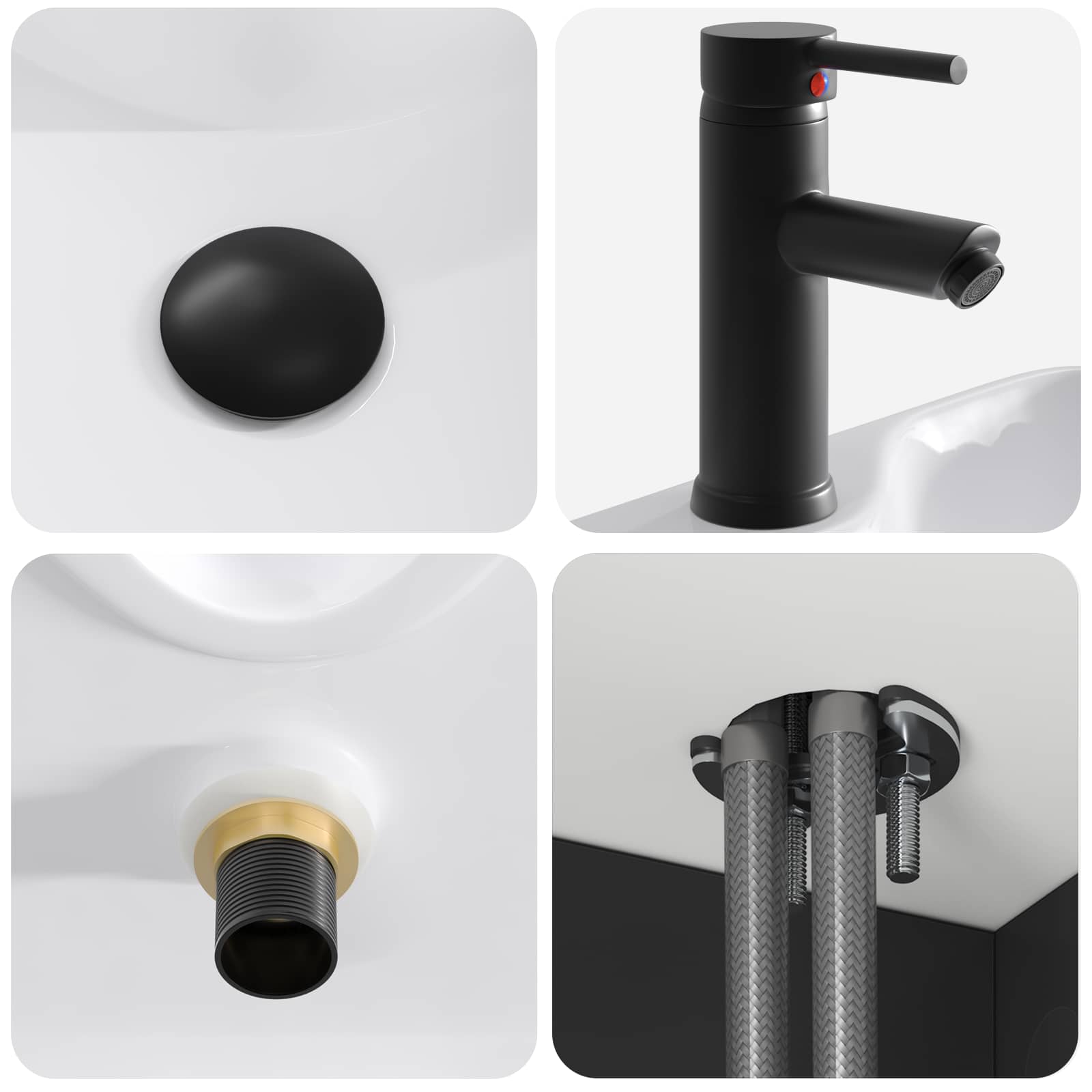 Mobile lavabo da parete Nero 49 x 41 x 63 cm | homemem39