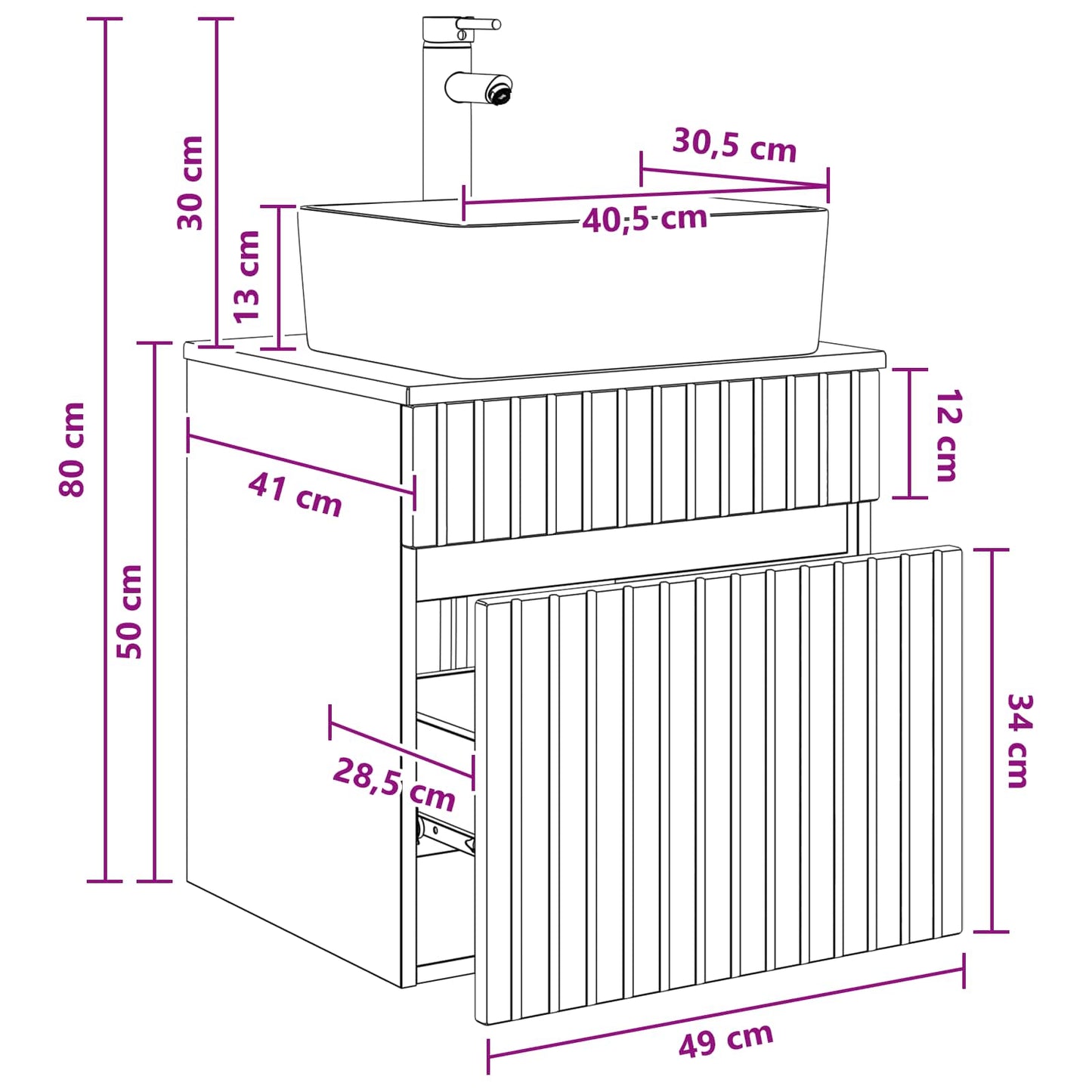 Mobile lavabo da parete Sonoma grigio 49 x 41 x 63 cm | homemem39