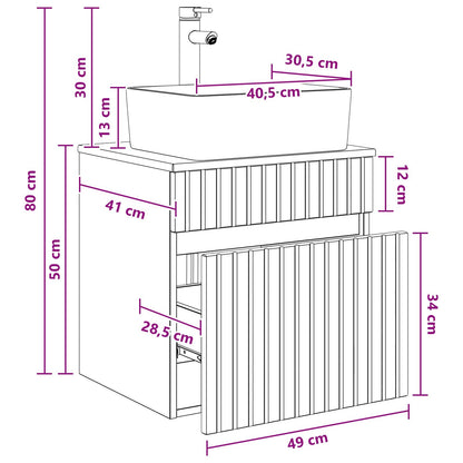Mobile lavabo da parete Sonoma grigio 49 x 41 x 63 cm | homemem39