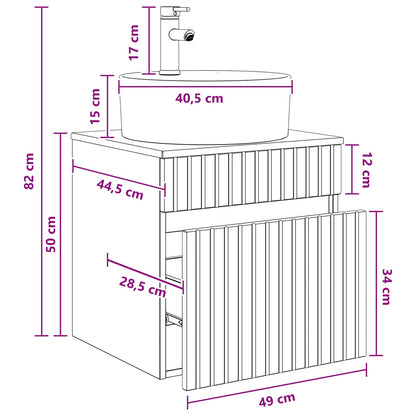 Mobile lavabo da parete Rovere Artigianale 49 x 44,5 x 65 cm | homemem39