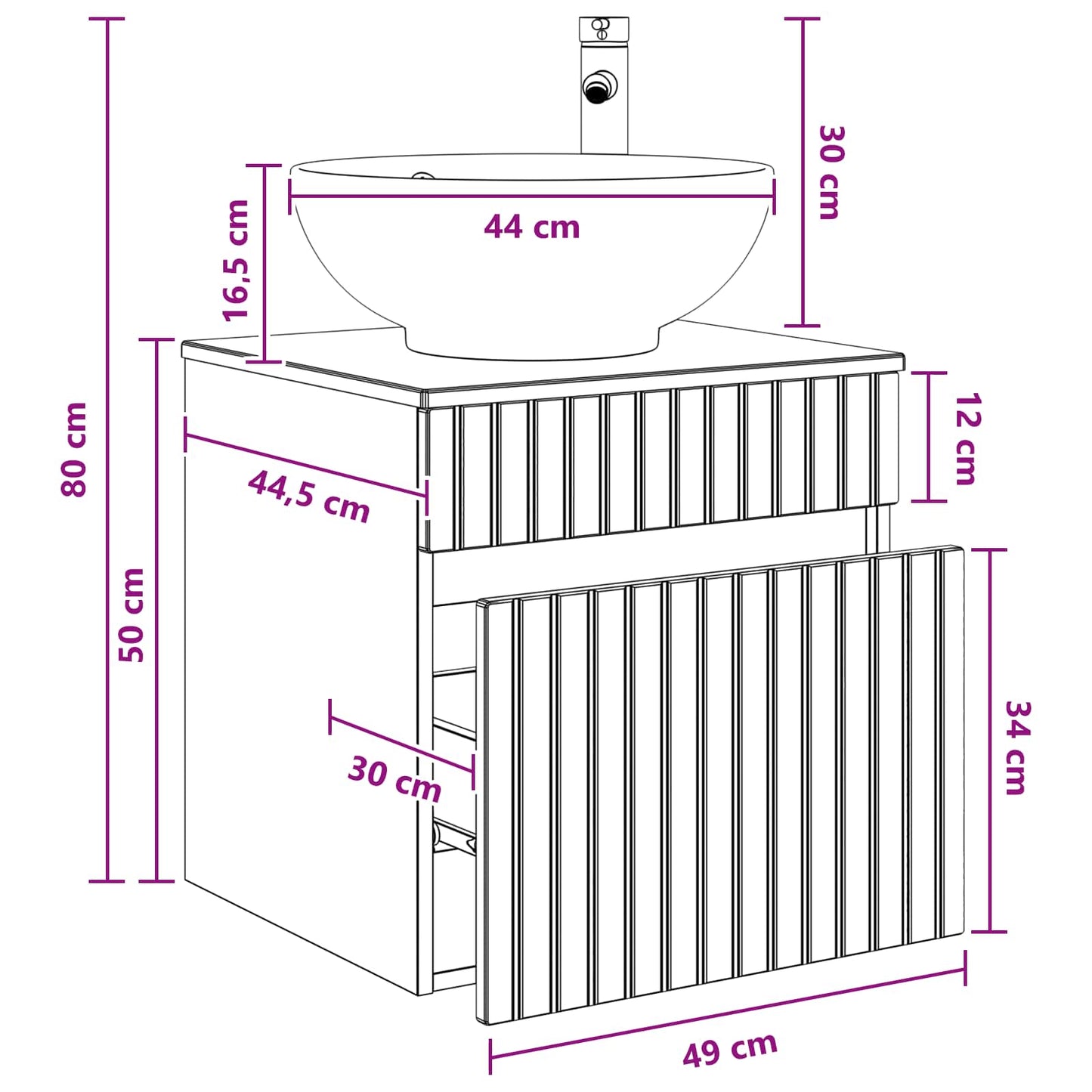 Mobile lavabo da parete Bianco 49 x 44,5 x 66,5 cm | homemem39