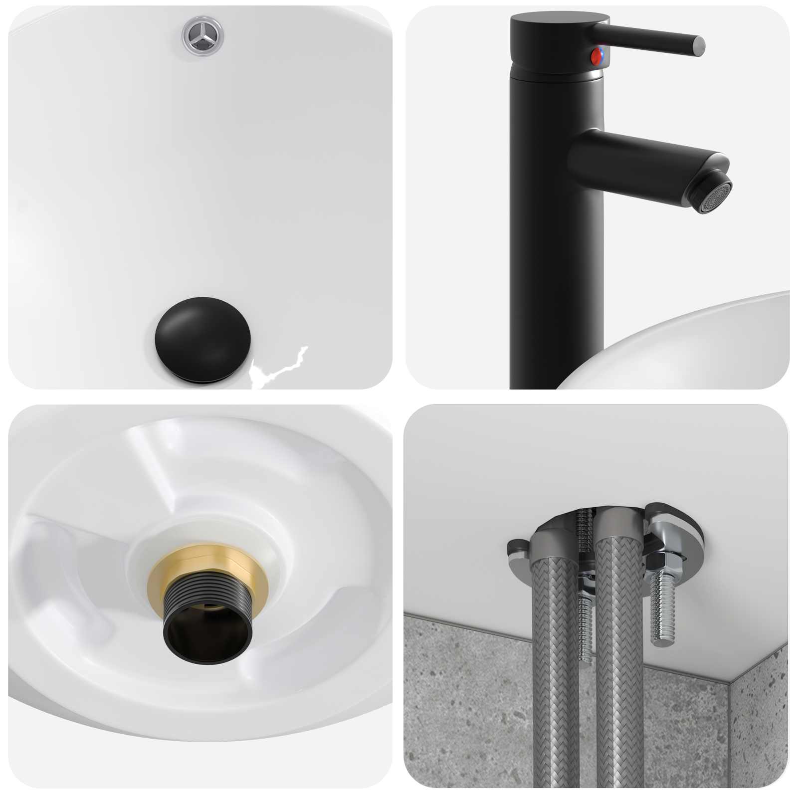 Mobile lavabo da parete Grigio Cemento 49 x 44,5 x 66,5 cm | homemem39