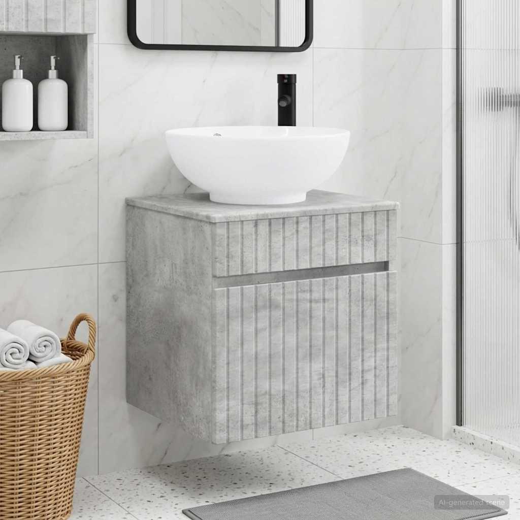 Mobile lavabo da parete Grigio Cemento 49 x 44,5 x 66,5 cm | homemem39