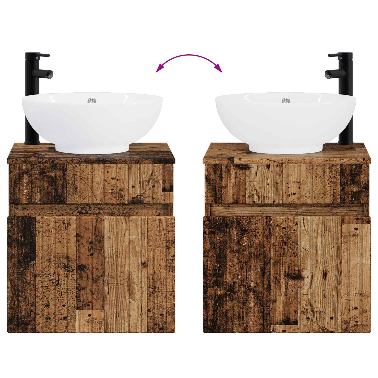 Mobile lavabo da parete Legno antico 49 x 44,5 x 66,5 cm | homemem39