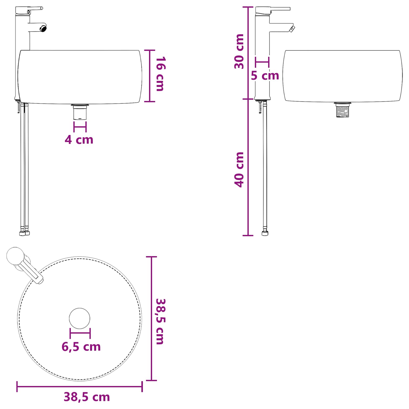 Mobile lavabo da parete Nero 49 x 44,5 x 66 cm | homemem39