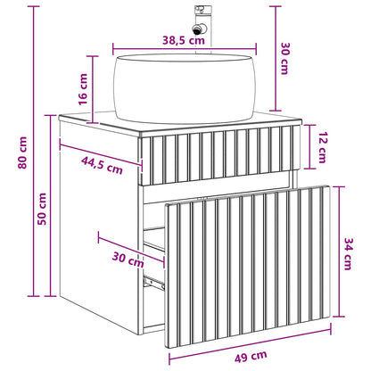 Mobile lavabo da parete Grigio Cemento 49 x 44,5 x 66 cm | homemem39
