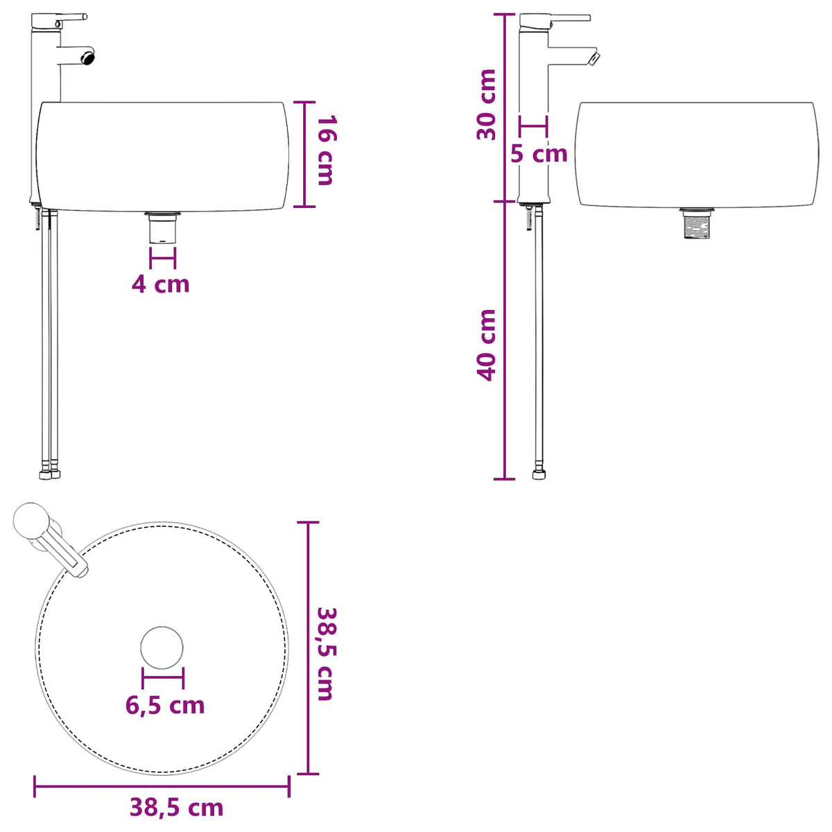 Mobile lavabo da parete Legno antico 49 x 44,5 x 66 cm | homemem39