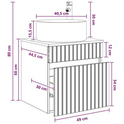 Mobile lavabo da parete Sonoma grigio 49 x 44,5 x 65,5 cm | homemem39