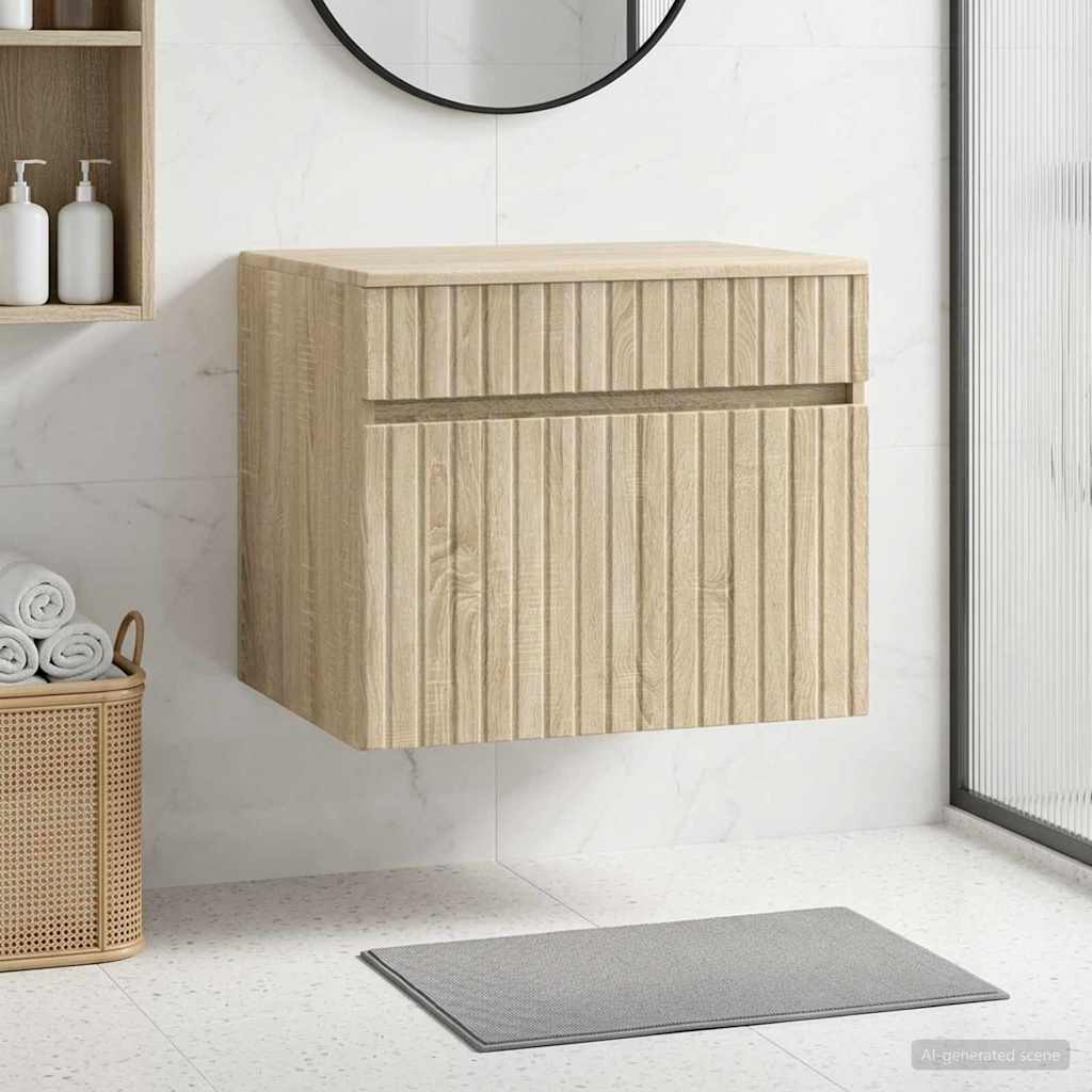Mobiletto da Bagno a Muro Rovere Sonoma 59 x 44,5 x 50 cm | homemem39