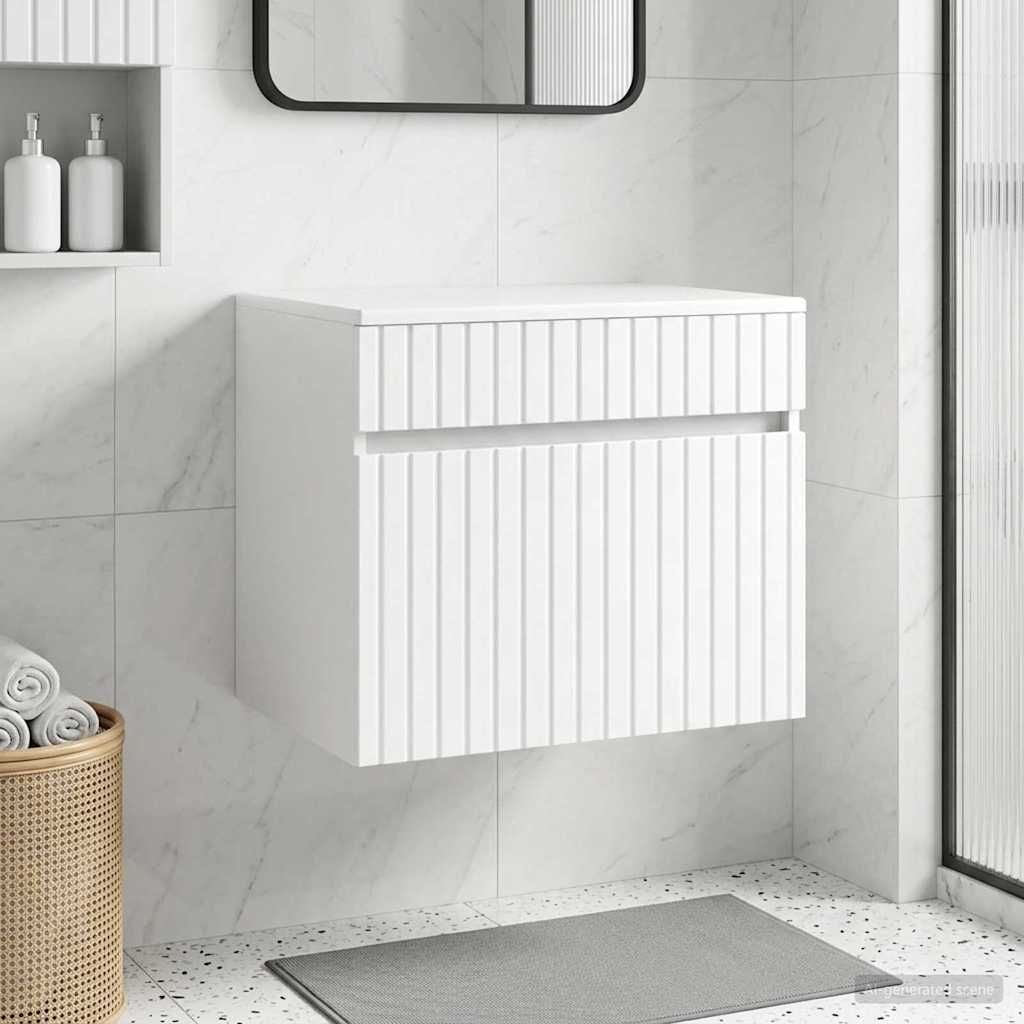 Mobiletto da Bagno a Muro Bianco Lucido 59 x 44,5 x 50 cm | homemem39