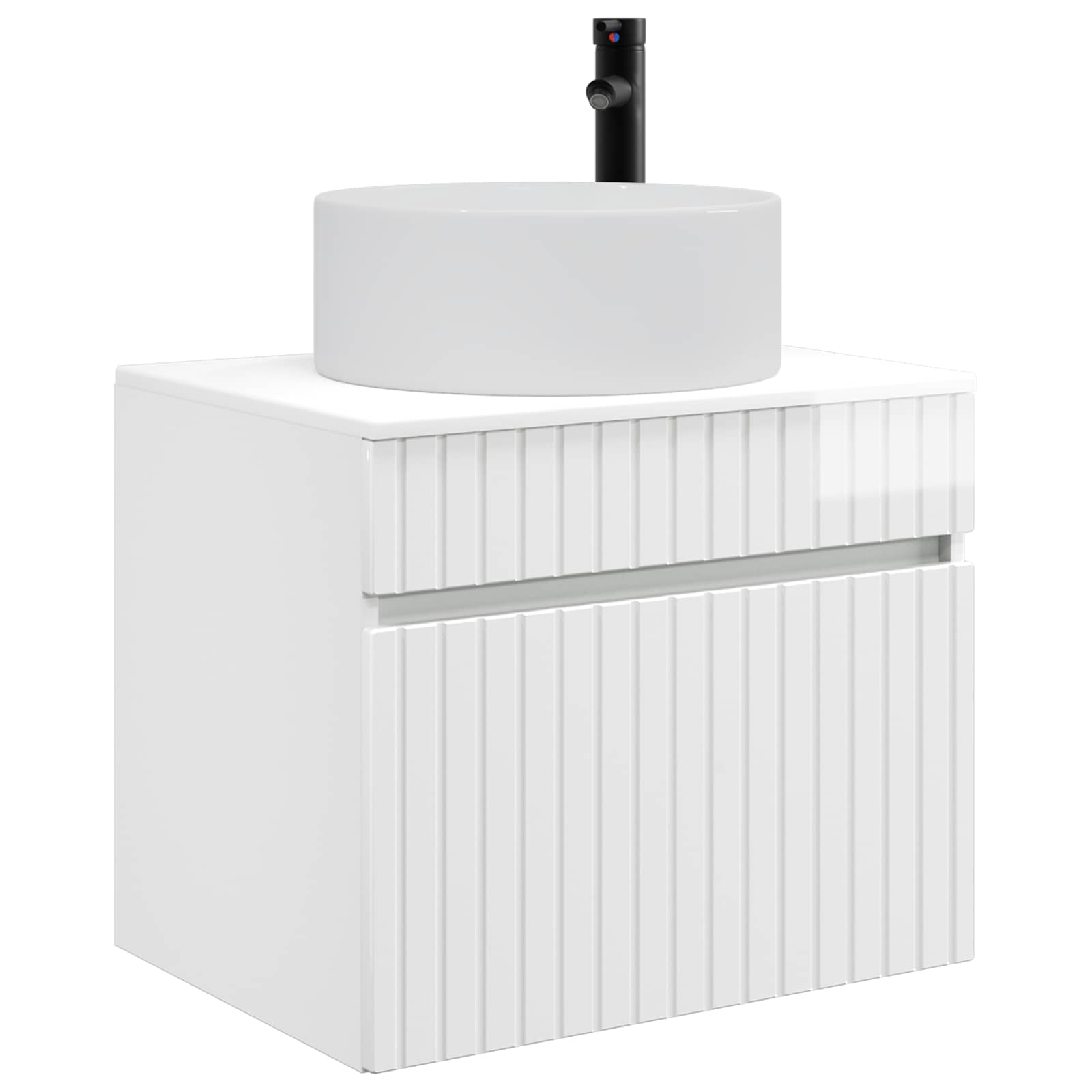 Mobiletto da Bagno a Muro Bianco Lucido 59 x 44,5 x 50 cm | homemem39