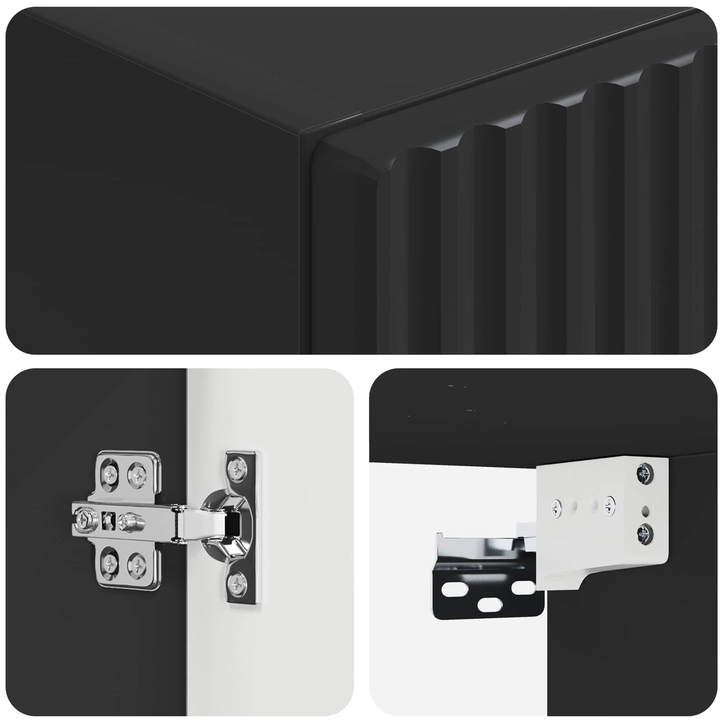 Mobiletto da Bagno a Muro Nero 33 x 34,5 x 160 cm | homemem39