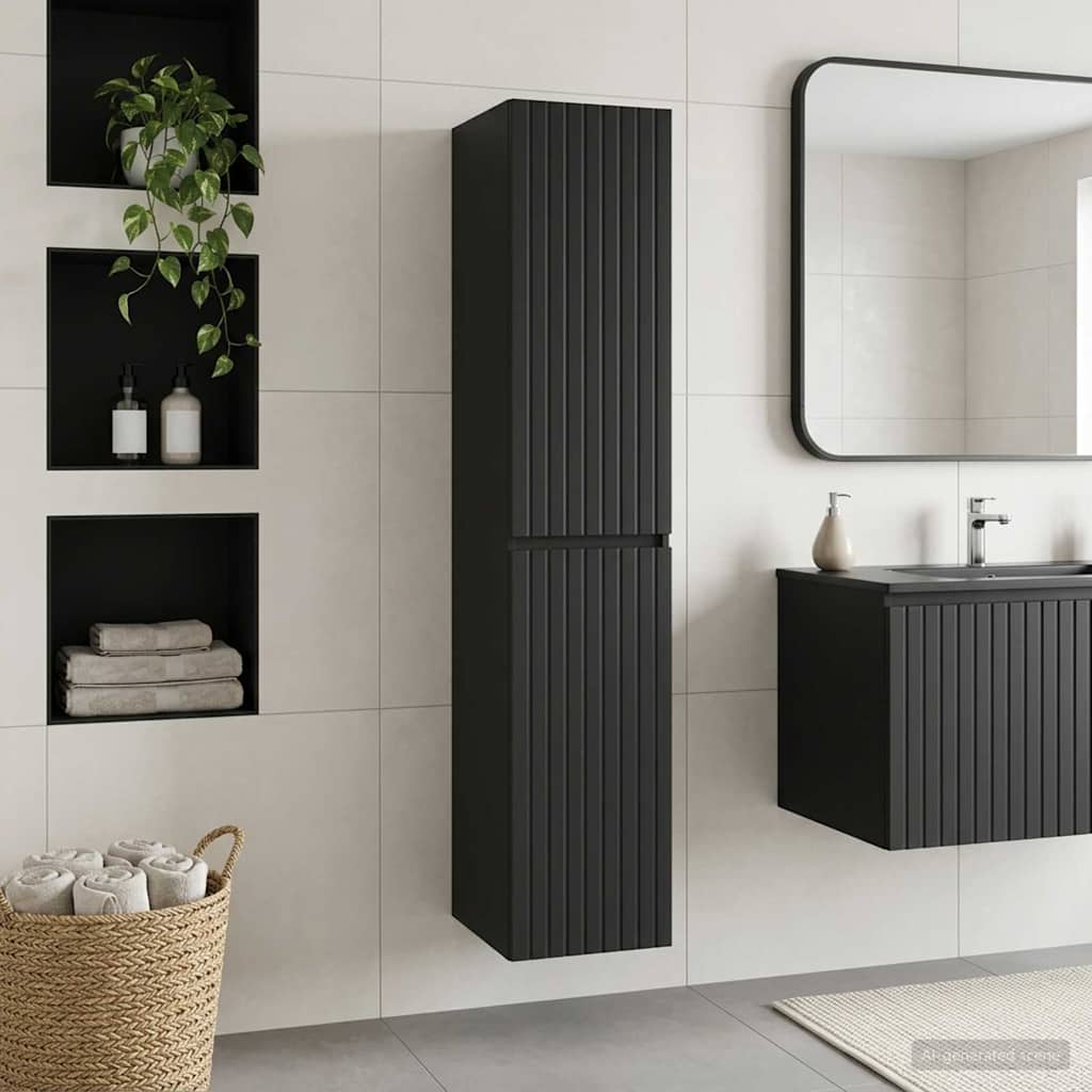 Mobiletto da Bagno a Muro Nero 33 x 34,5 x 160 cm | homemem39