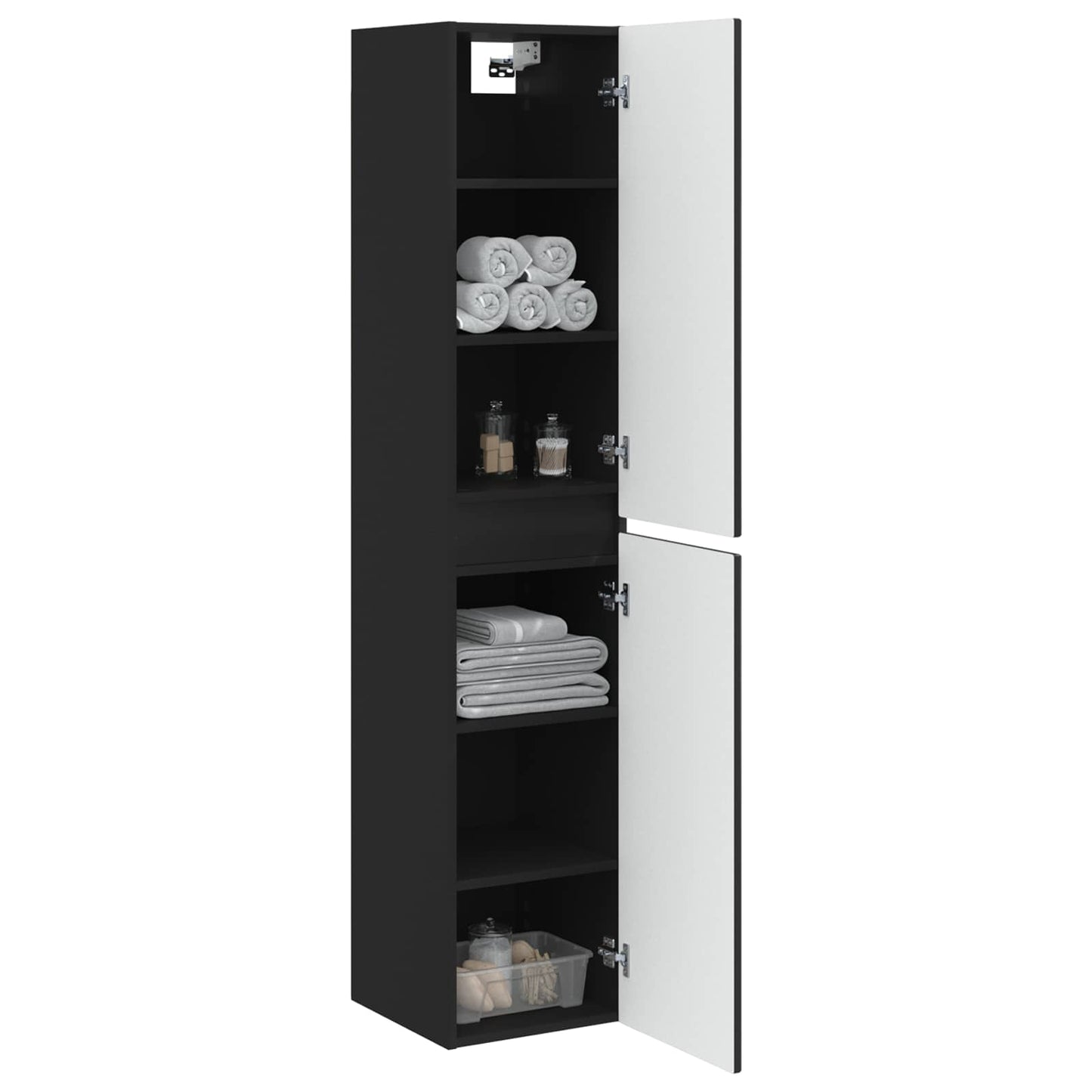 Mobiletto da Bagno a Muro Nero 33 x 34,5 x 160 cm | homemem39