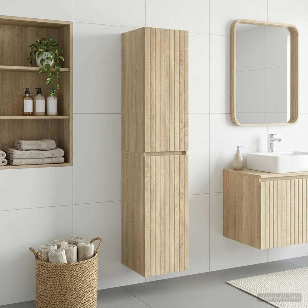 Mobiletto da Bagno a Muro Rovere Sonoma 33 x 34,5 x 160 cm | homemem39