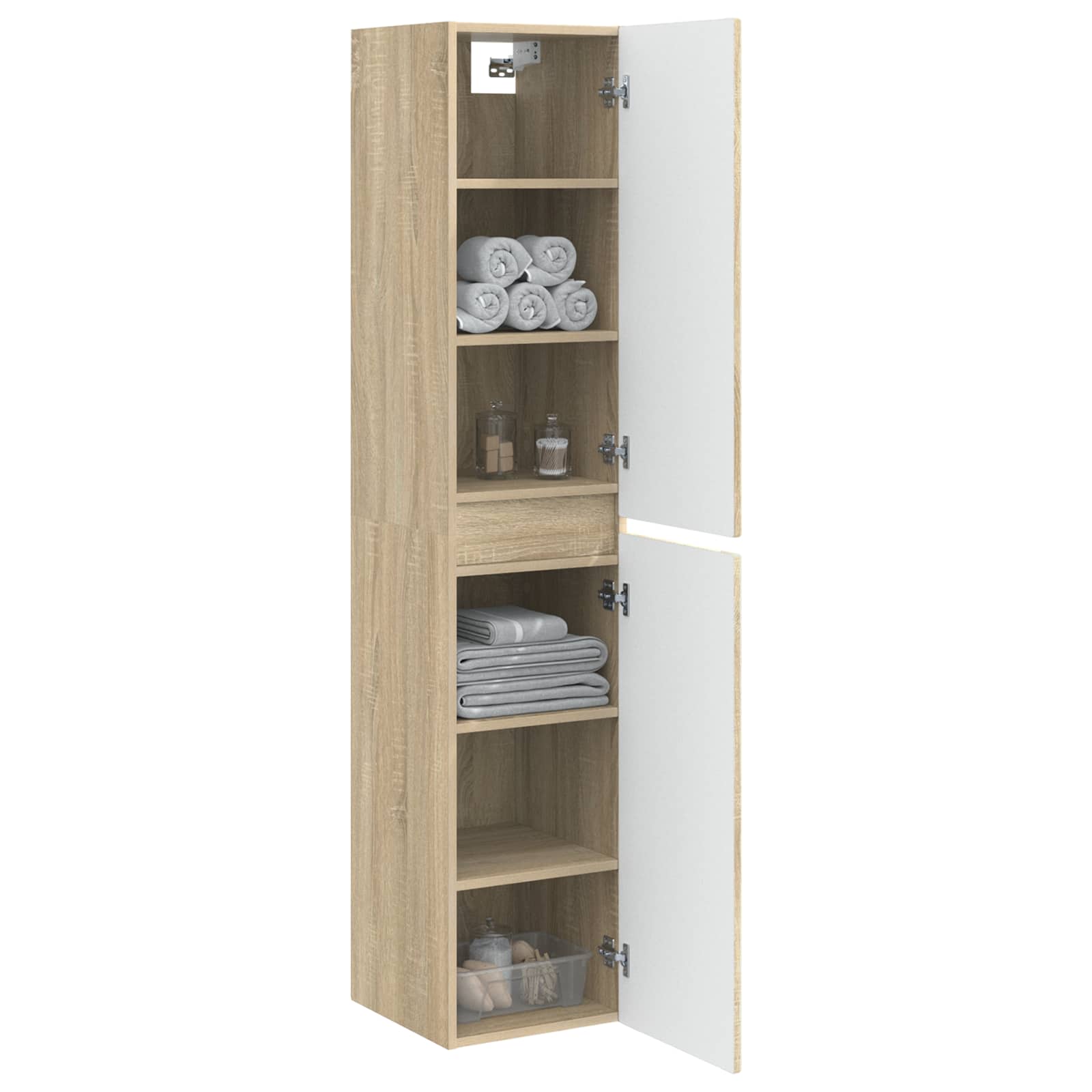 Mobiletto da Bagno a Muro Rovere Sonoma 33 x 34,5 x 160 cm | homemem39