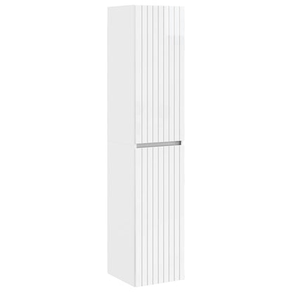 Mobiletto da Bagno a Muro Bianco Lucido 33 x 34,5 x 160 cm | homemem39