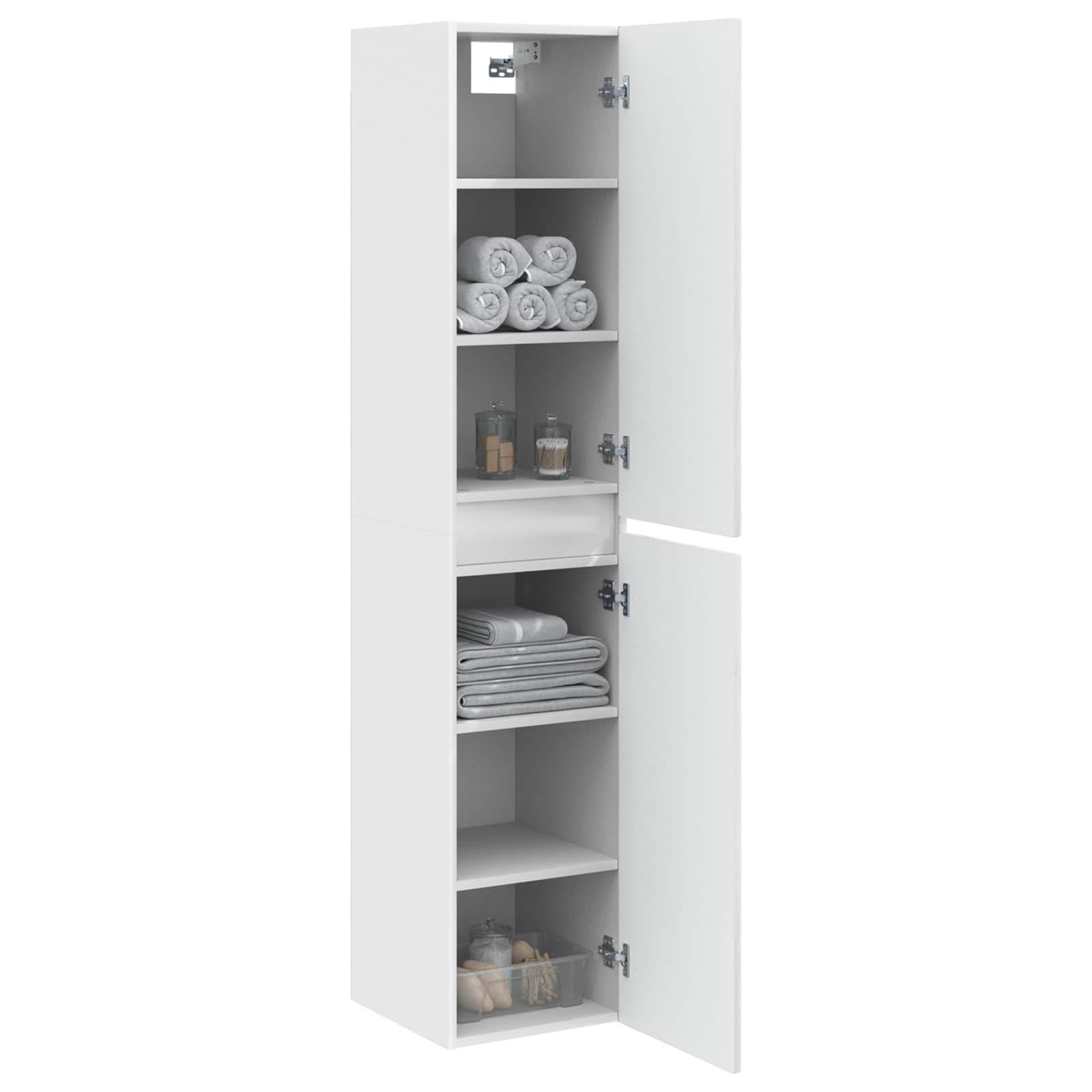 Mobiletto da Bagno a Muro Bianco Lucido 33 x 34,5 x 160 cm | homemem39