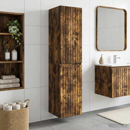 Mobiletto da Bagno a Muro Rovere Fumo 33 x 34,5 x 160 cm | homemem39
