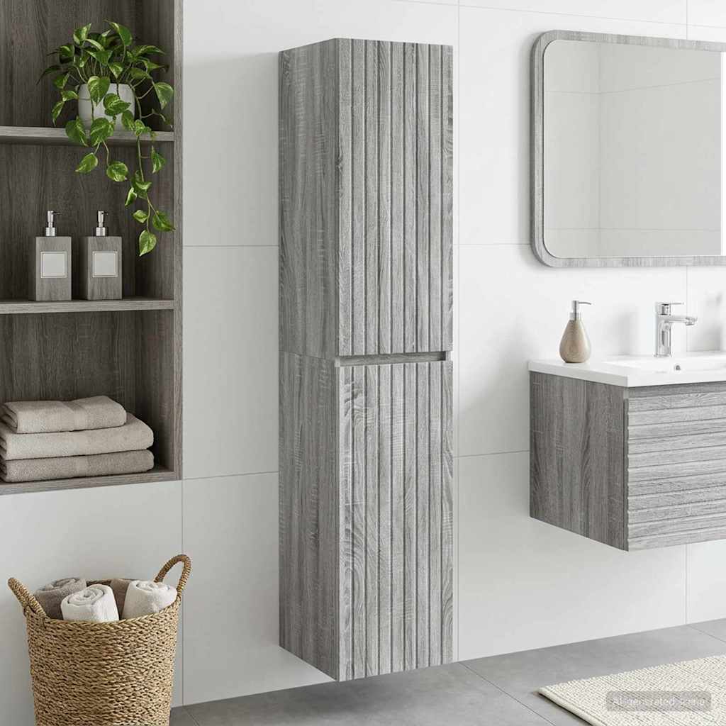 Mobiletto da Bagno a Muro Sonoma grigio 33 x 34,5 x 160 cm | homemem39