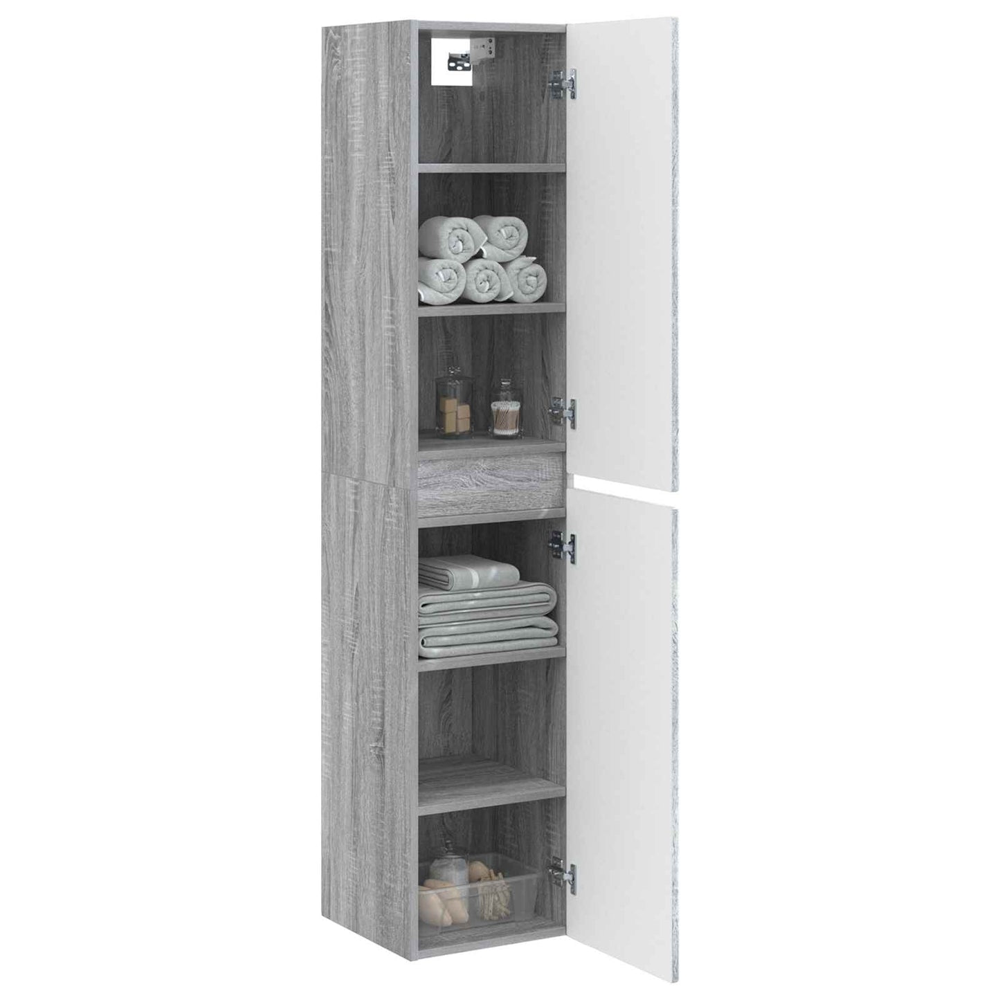 Mobiletto da Bagno a Muro Sonoma grigio 33 x 34,5 x 160 cm | homemem39