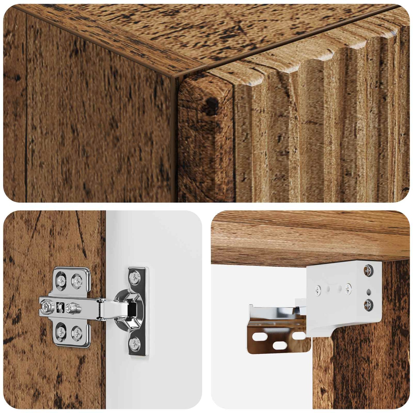 Mobiletto da Bagno a Muro Legno antico 33 x 34,5 x 160 cm | homemem39