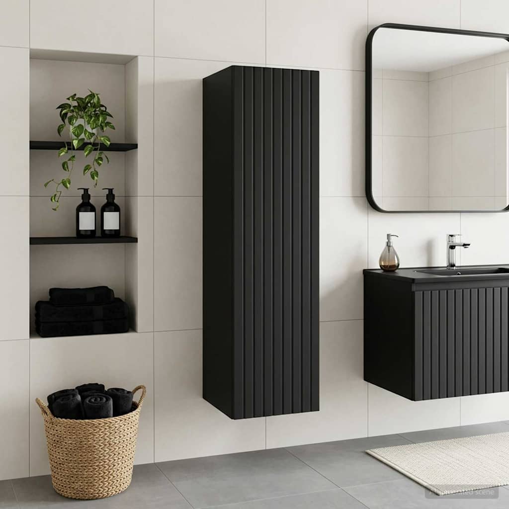 Mobiletto da Bagno a Muro Nero 33 x 34,5 x 100 cm | homemem39