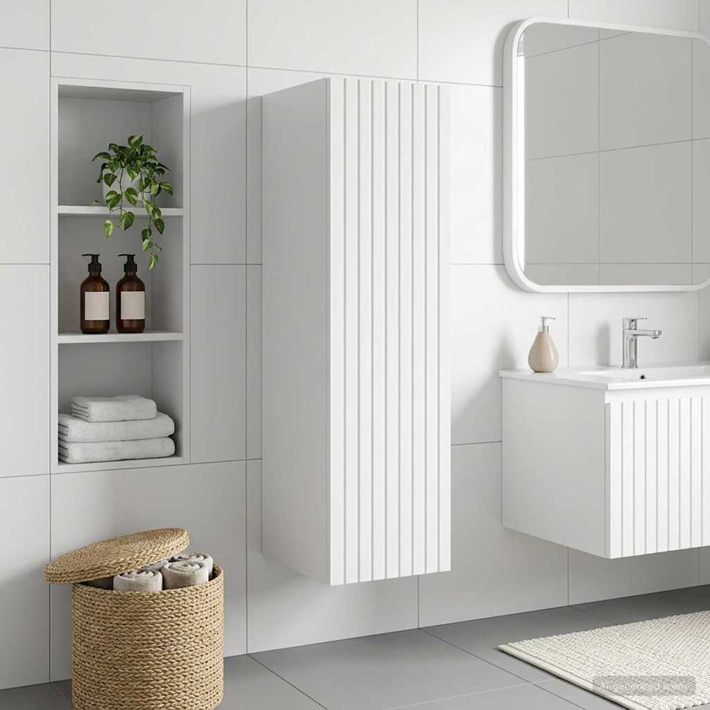 Mobiletto da Bagno a Muro Bianco Lucido 33 x 34,5 x 100 cm | homemem39