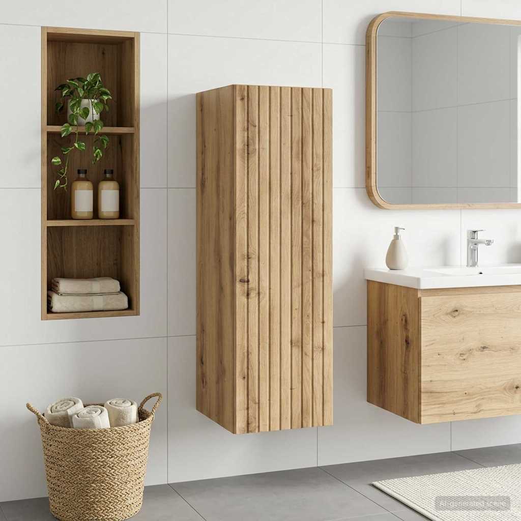Mobiletto da Bagno a Muro Rovere Artigianale 33 x 34,5 x 100 cm | homemem39