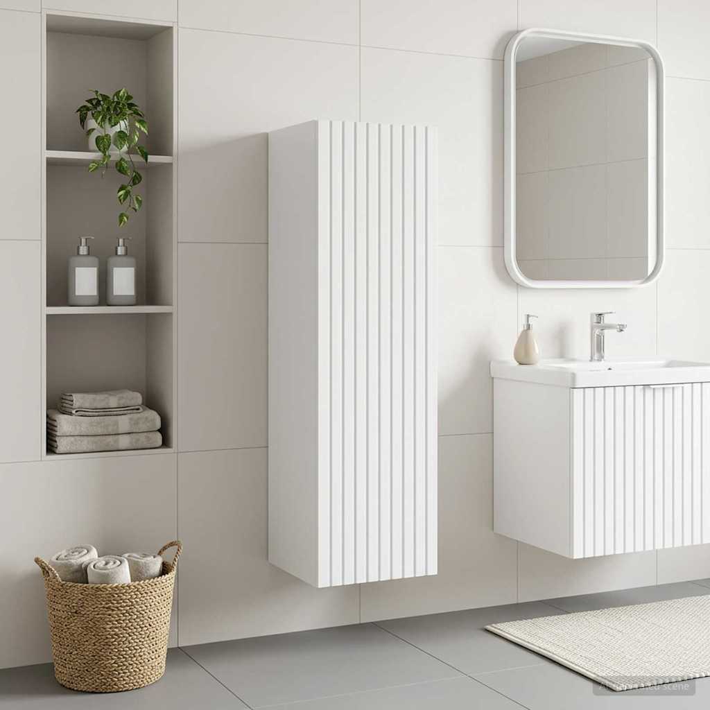 Mobiletto da Bagno a Muro Bianco Lucido 33 x 34,5 x 60 cm | homemem39
