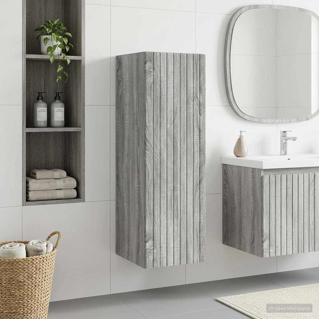 Mobiletto da Bagno a Muro Sonoma grigio 33 x 34,5 x 60 cm | homemem39