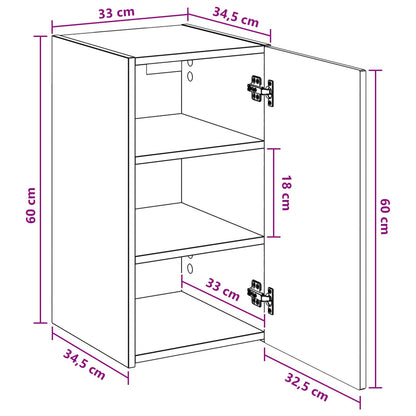Mobiletto da Bagno a Muro Sonoma grigio 33 x 34,5 x 60 cm | homemem39
