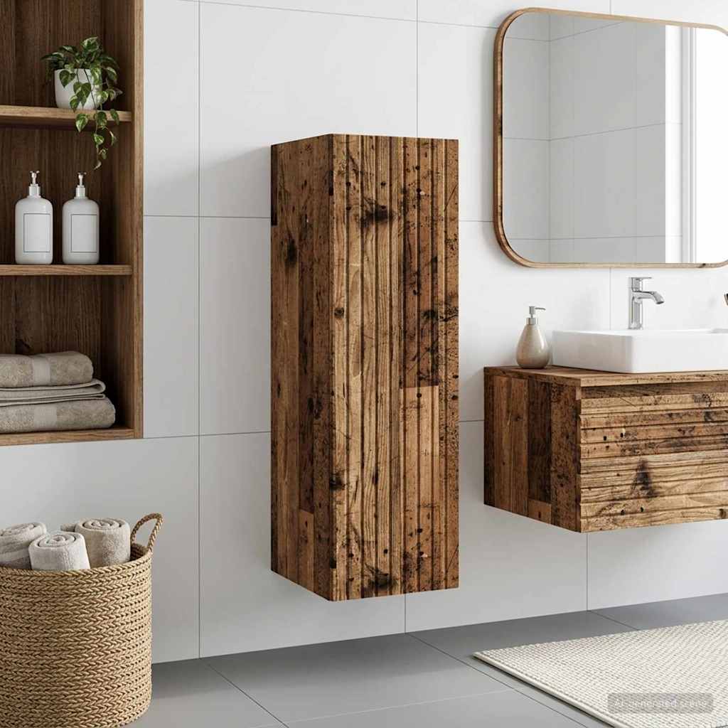 Mobiletto da Bagno a Muro Legno antico 33 x 34,5 x 60 cm | homemem39