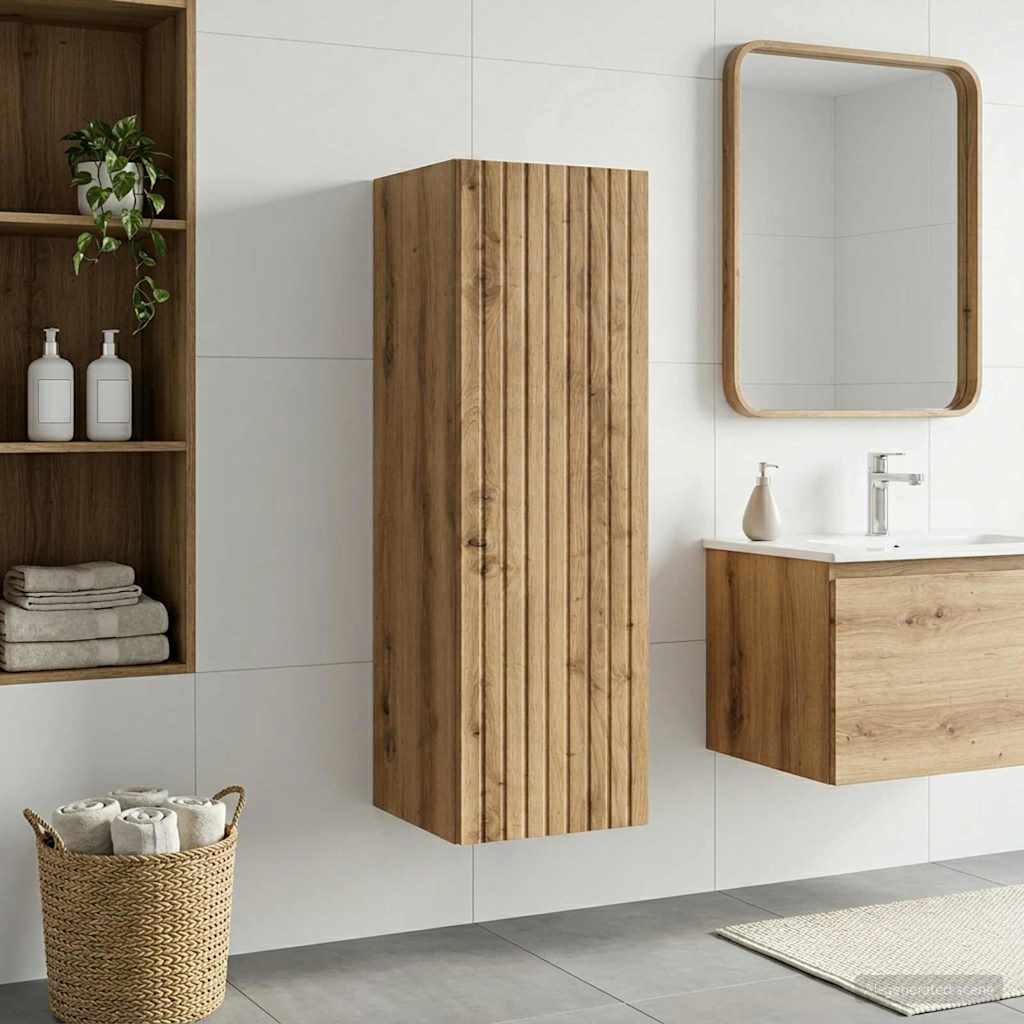 Mobiletto da Bagno a Muro Rovere Artigianale 33 x 34,5 x 60 cm | homemem39